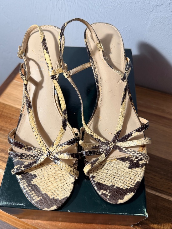 Lauren Ralph Lauren Shoes - Lauren Ralph Lauren 7.5 Snake-Print Strappy Slingback Sandals - Beige/Brown